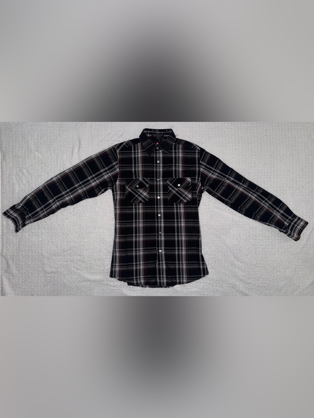 Airwalk Black/Dark Red Plaid Long-Sleeve Button-Down Shirt